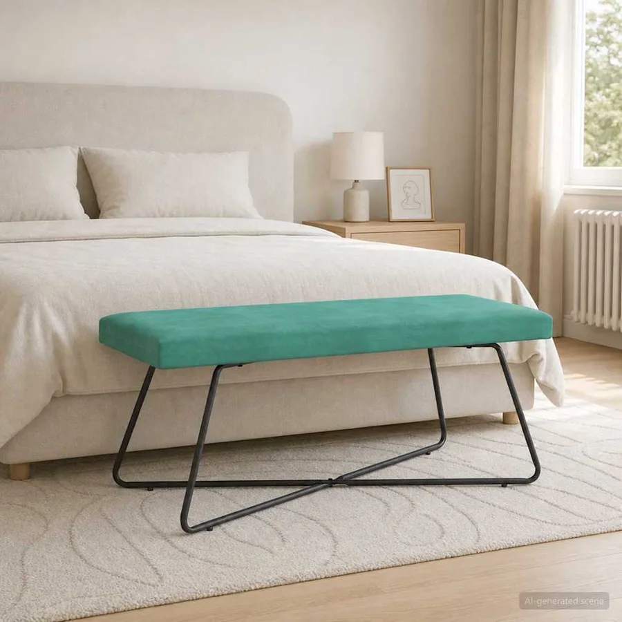 banc Turquoise 110 x 40 x 45 cm Velours - 3
