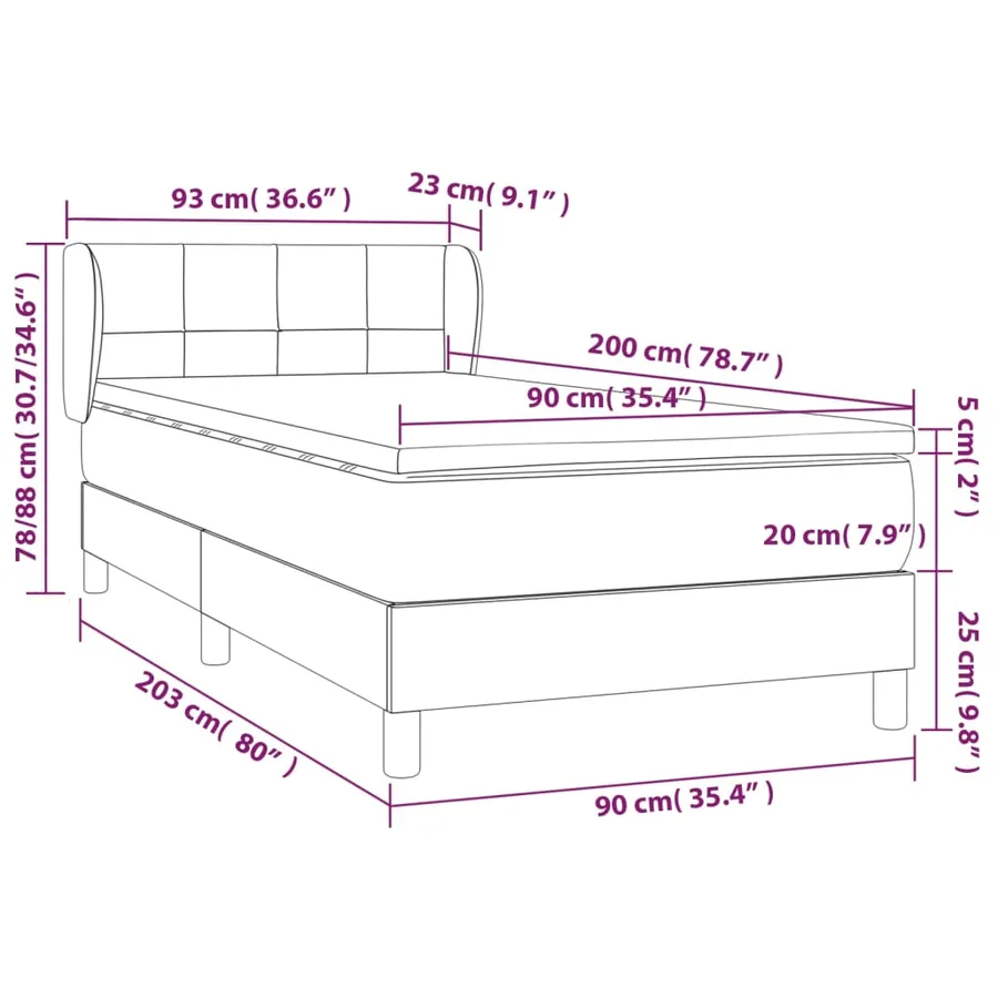 Sommier à lattes de lit avec matelas Gris clair 90x200 cm Tissu - 7