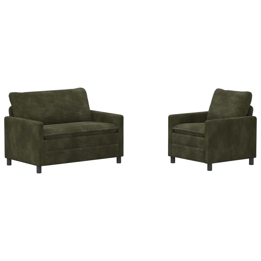 Ensemble de Canapés 2 pcs Vert Polyester - 2