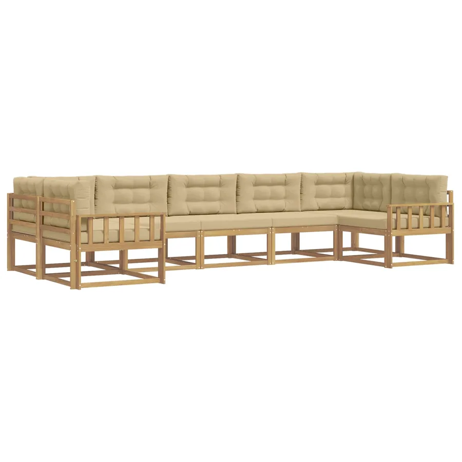 Ensemble de canapés d'extérieur 7 pcs Blanc et Beige - 2