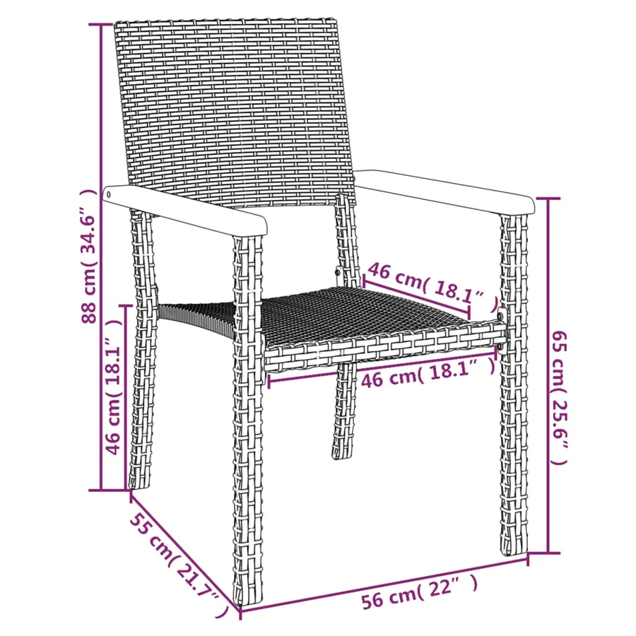 Ensemble à manger de jardin 7 pcs Noir Résine tressée - 10