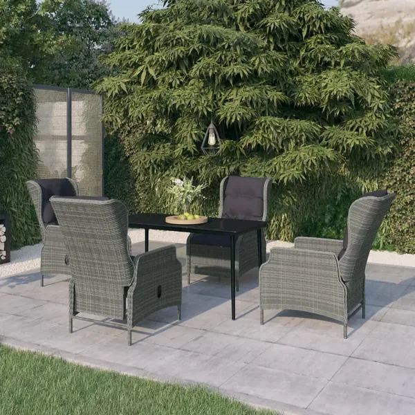 Ensemble à manger de jardin 5 pcs Gris clair