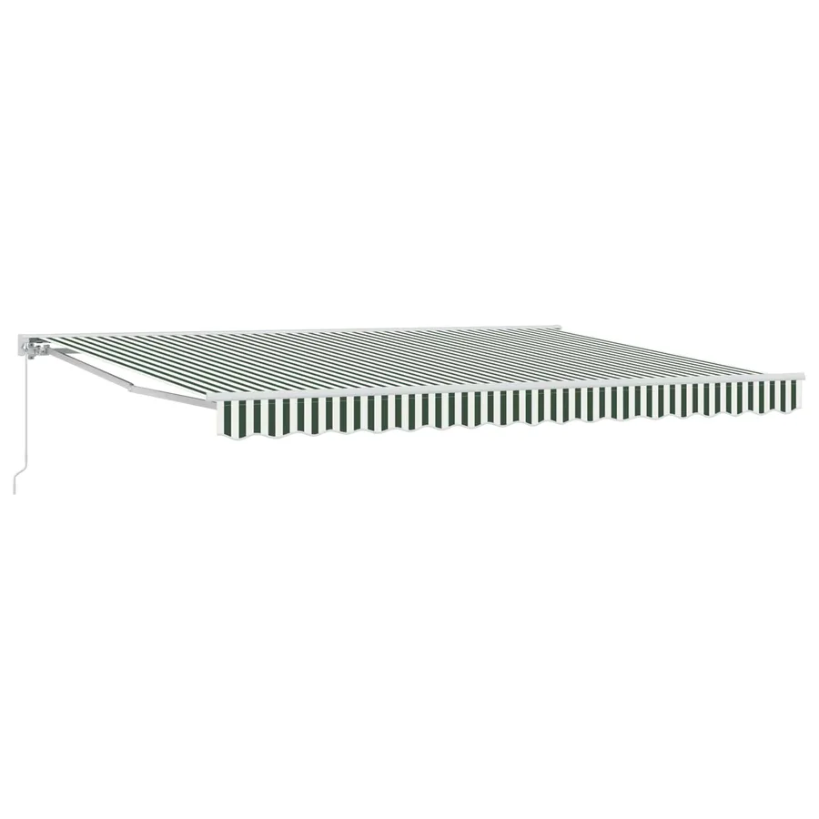 Auvent rétractable manuel Vert et blanc 5 × 3,5 m - 2