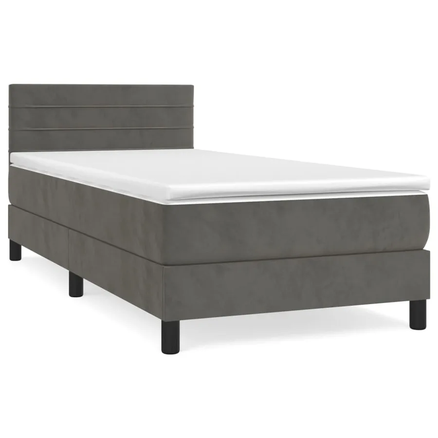 Sommier à lattes de lit et matelas Gris foncé 90x200 cm Velours - 2