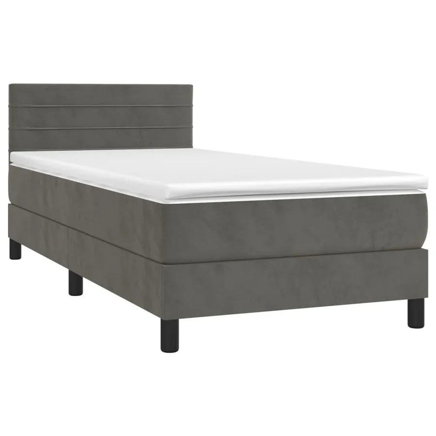Sommier à lattes de lit et matelas Gris foncé 90x200 cm Velours - 3