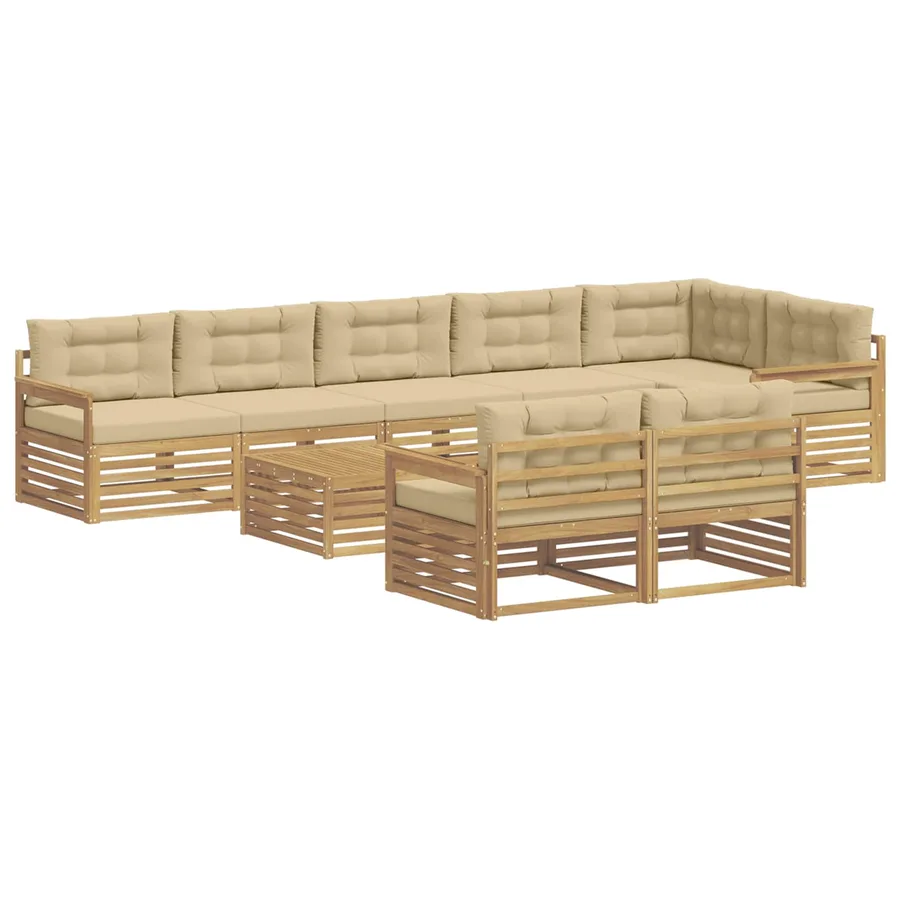 Ensemble de canapés d'extérieur 9 pc Blanc et Beige Polyester - 2