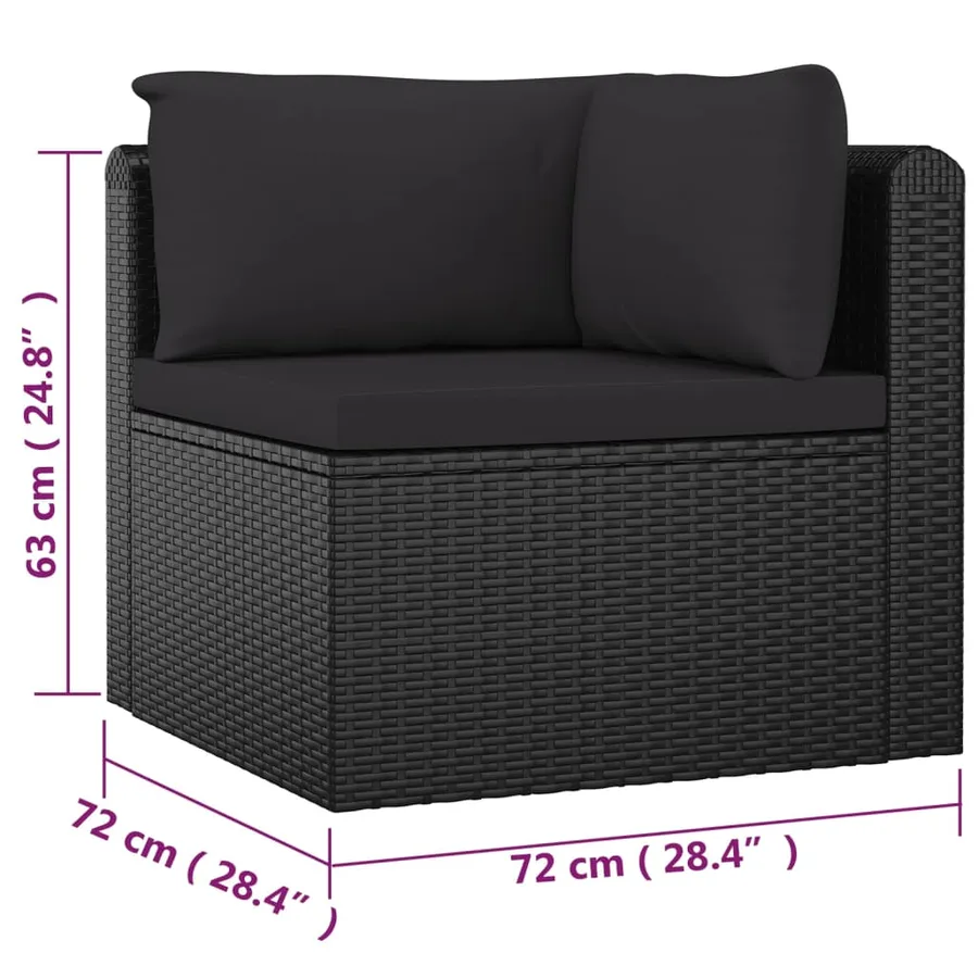 Salon de jardin 7 pcs avec coussins Résine tressée Noir - 10