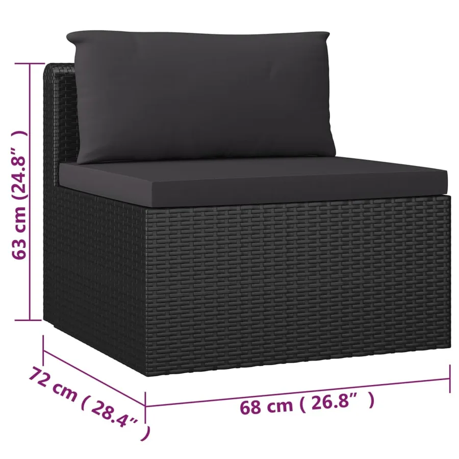 Salon de jardin 7 pcs avec coussins Résine tressée Noir - 12