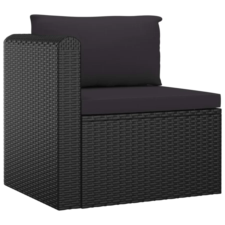 Salon de jardin 7 pcs avec coussins Résine tressée Noir - 4