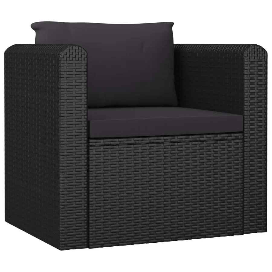 Salon de jardin 7 pcs avec coussins Résine tressée Noir - 5