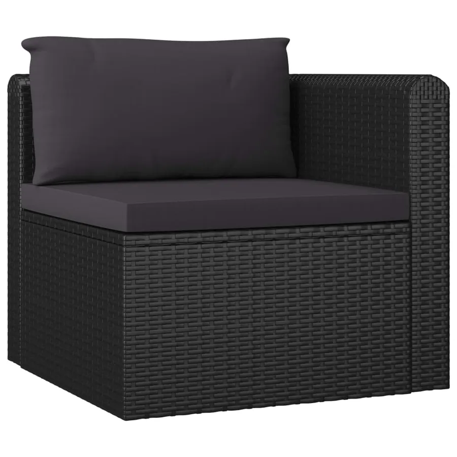 Salon de jardin 7 pcs avec coussins Résine tressée Noir - 6