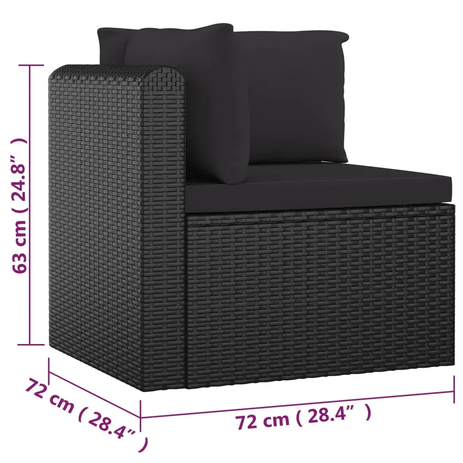 Salon de jardin 7 pcs avec coussins Résine tressée Noir - 8