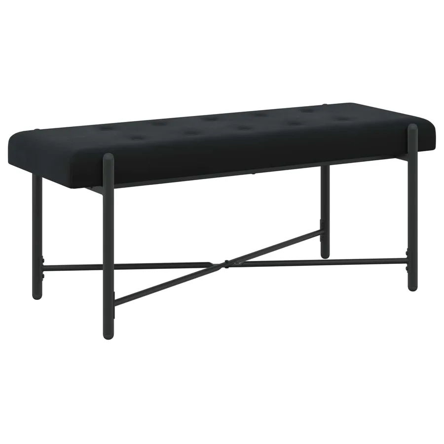 Banc capitonné à boutons avec coussins Noir 110 x 40 x 46 cm - 5