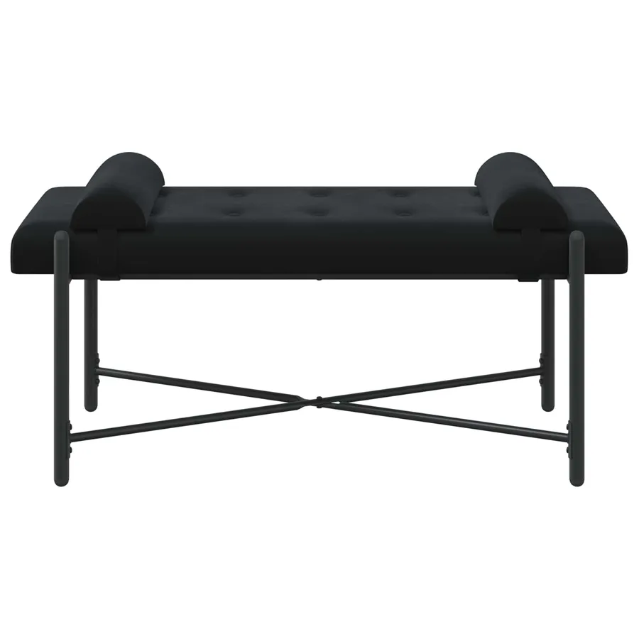 Banc capitonné à boutons avec coussins Noir 110 x 40 x 46 cm - 6