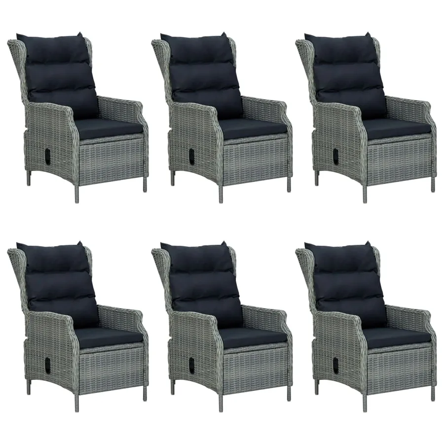 Ensemble à manger d'extérieur et coussins 7 pcs résine tressée - 3