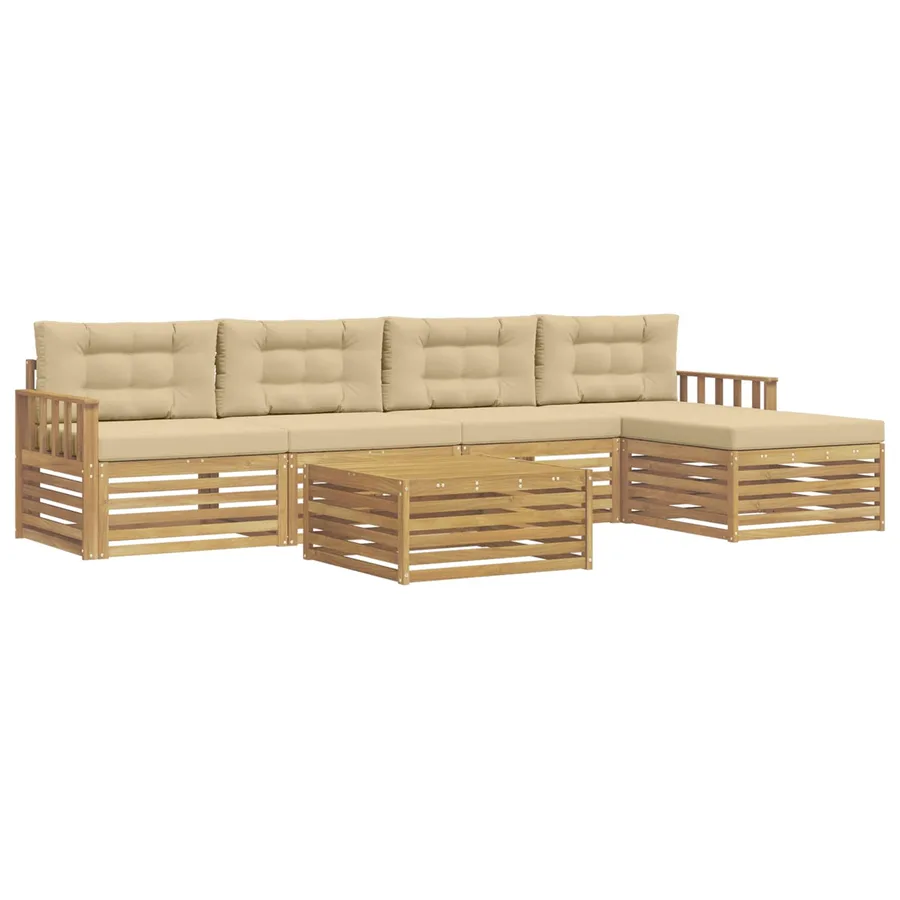 Ensemble de canapés d'extérieur 7 pc Blanc et Beige Polyester - 2