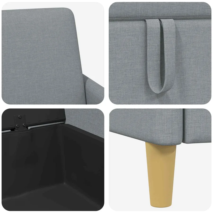 Canapé avec rangement 2 pcs Gris clair Polyester - 6