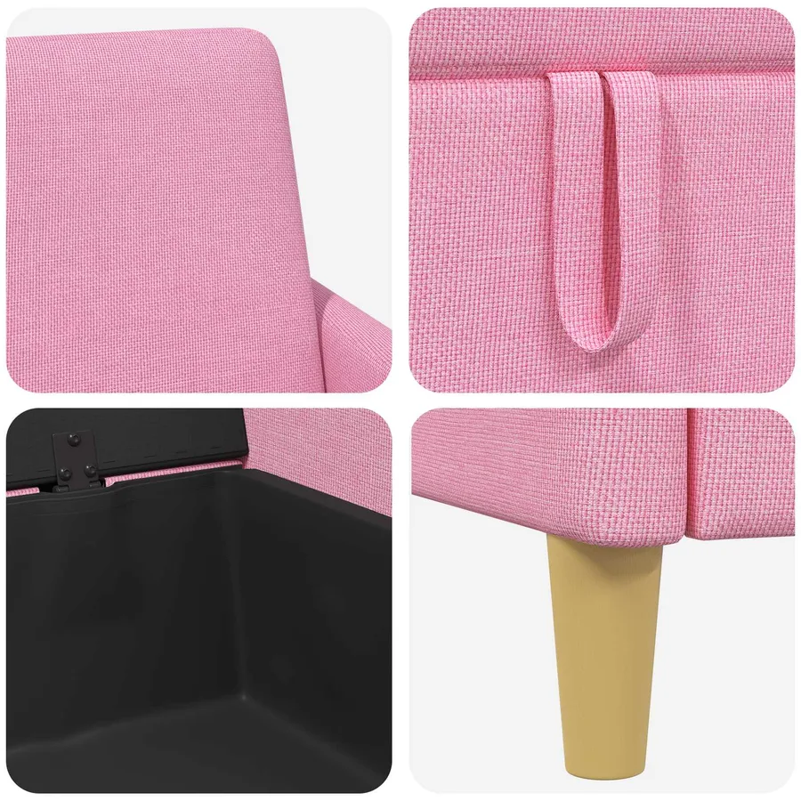 Canapé avec rangement 2 pcs Rose Polyester - 6