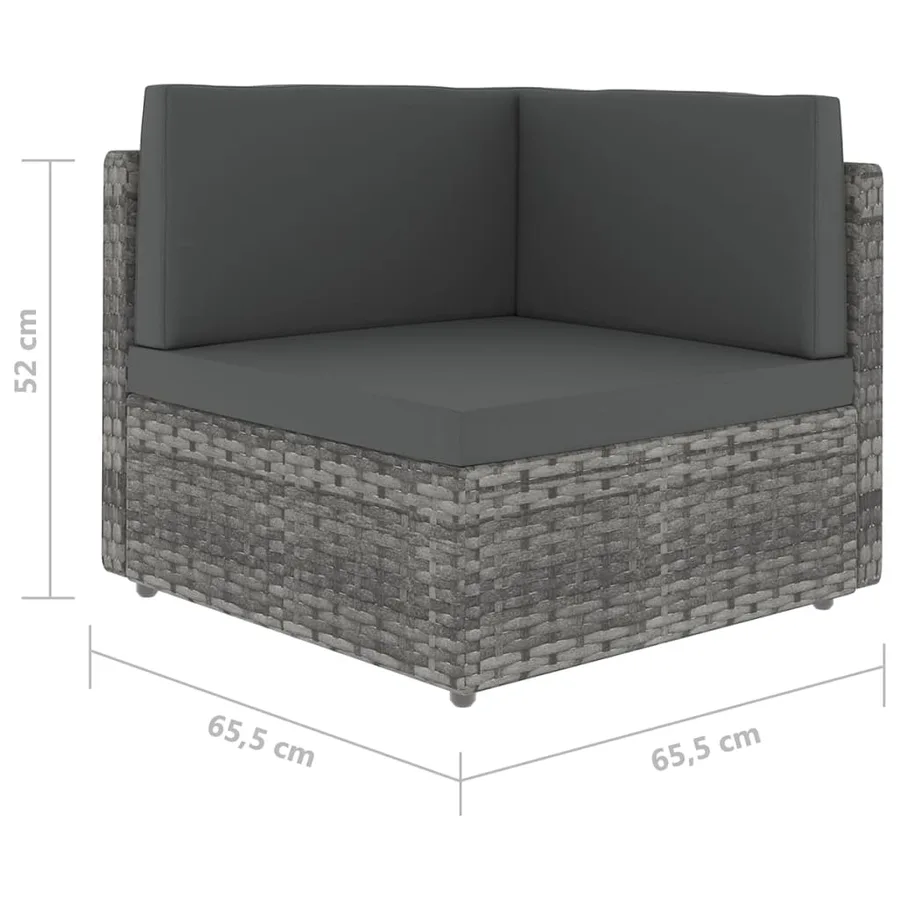 Salon de jardin 4 pcs avec coussins Gris Résine tressée - 11
