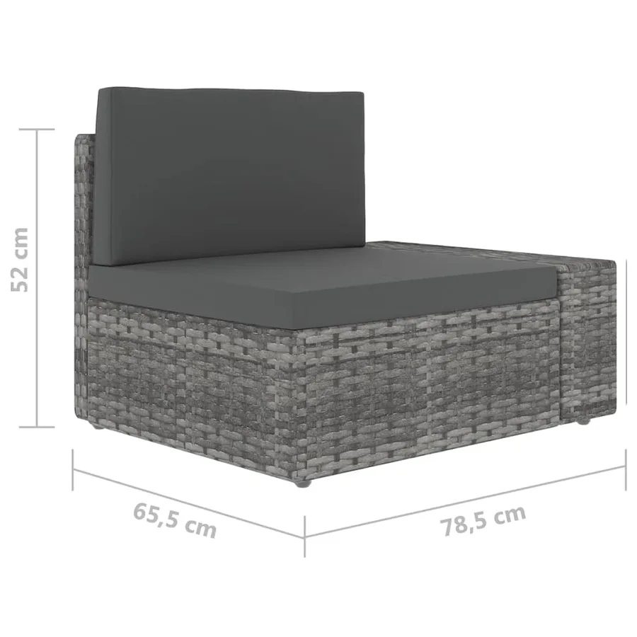 Salon de jardin 4 pcs avec coussins Gris Résine tressée - 12