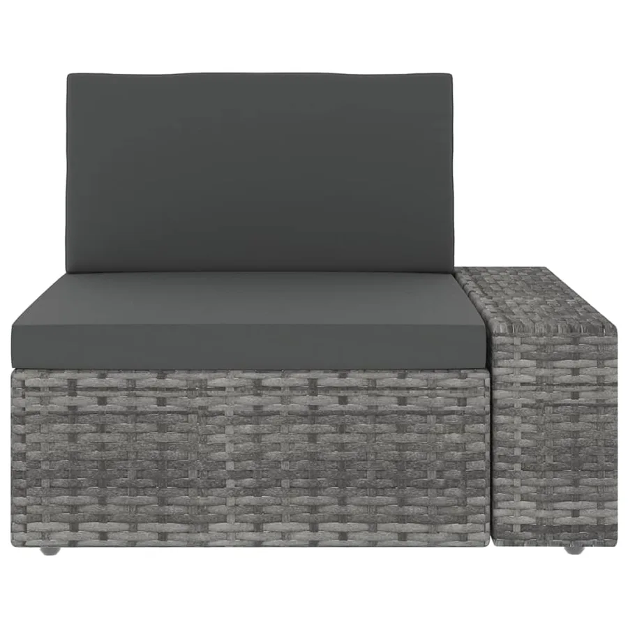 Salon de jardin 4 pcs avec coussins Gris Résine tressée - 7