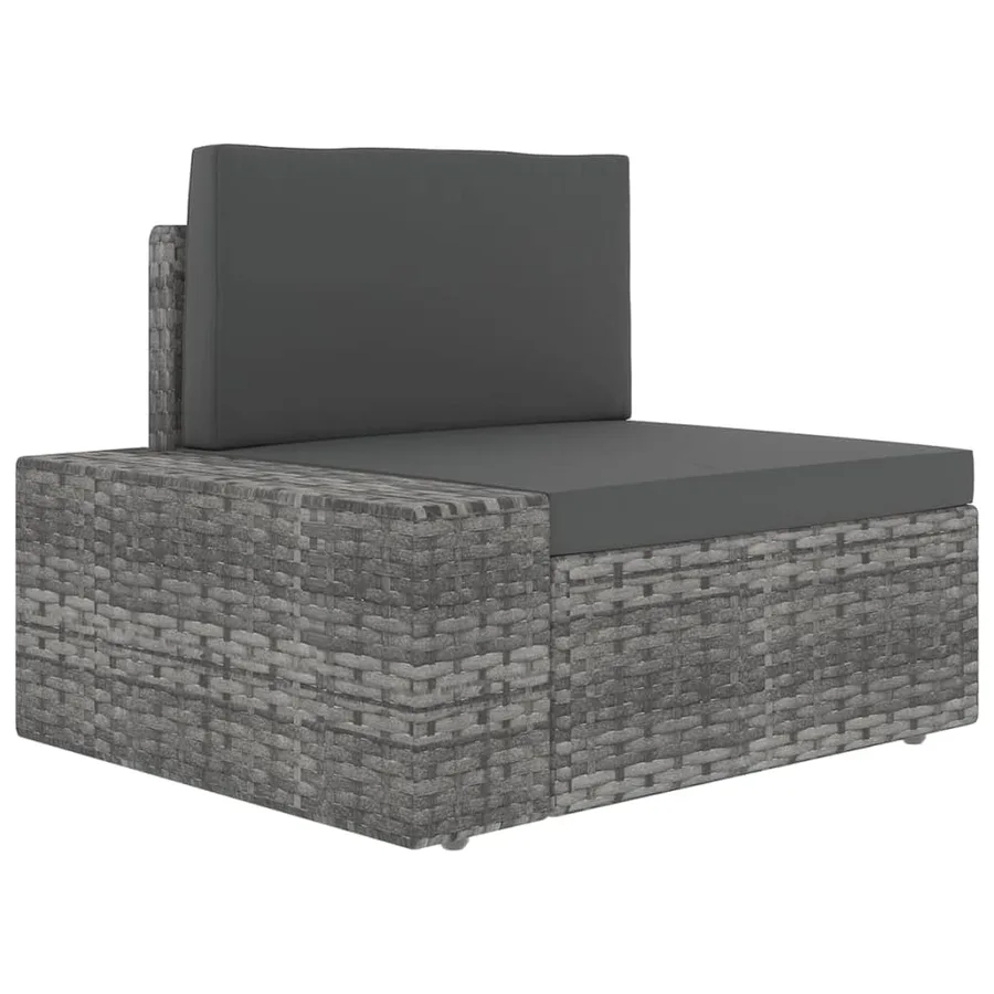 Salon de jardin 4 pcs avec coussins Gris Résine tressée - 8