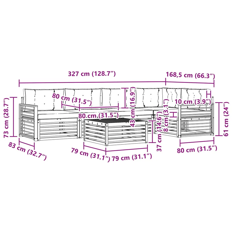 Ensemble de canapés d'extérieur 6 pc Blanc et Beige Polyester - 8