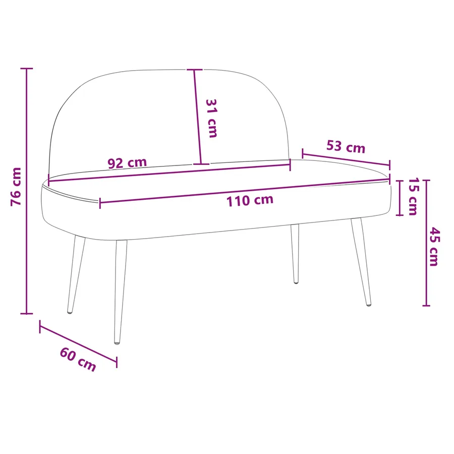 Banc rembourré avec dossier Crème 110 x 60 x 76 cm Polyester - 8