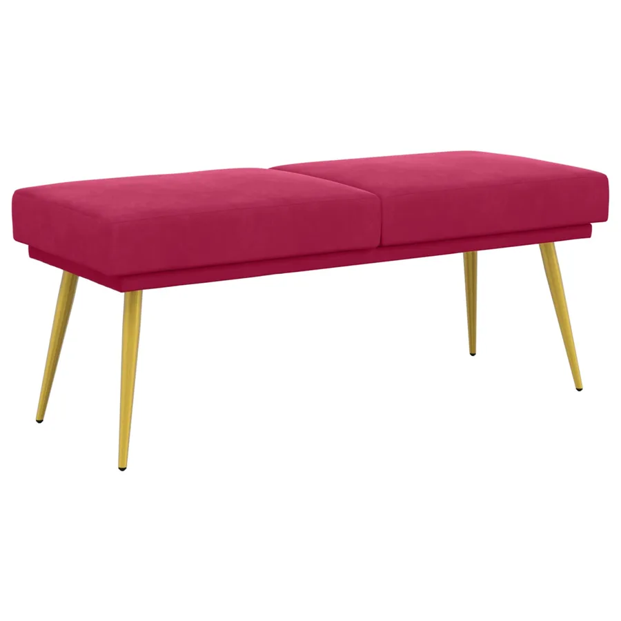 Banc à double couche Bordeaux 120 x 45 x 46 cm Velours - 2