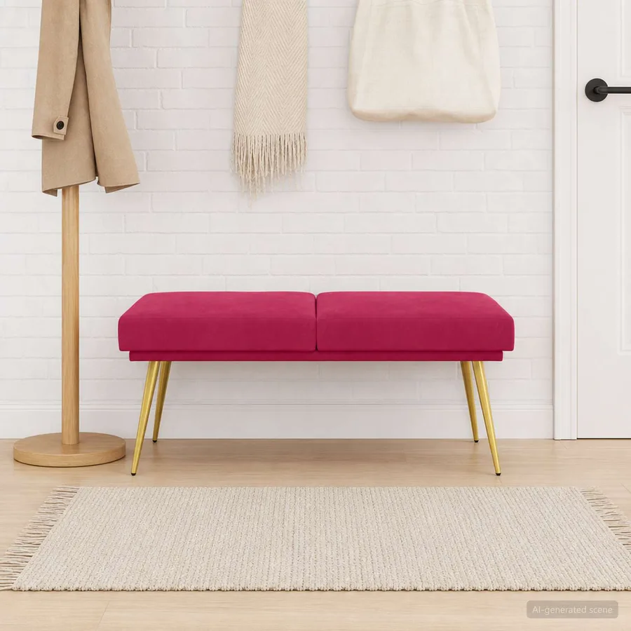Banc à double couche Bordeaux 120 x 45 x 46 cm Velours - 3