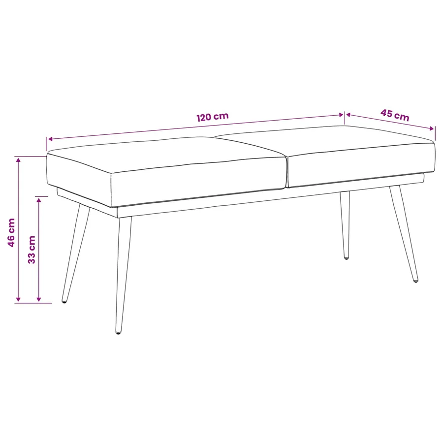 Banc à double couche Bordeaux 120 x 45 x 46 cm Velours - 9