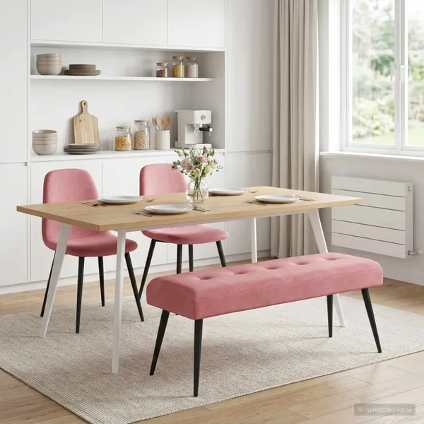 Banc avec capitonnage bouton Rose 110 x 40 x 46 cm Velours