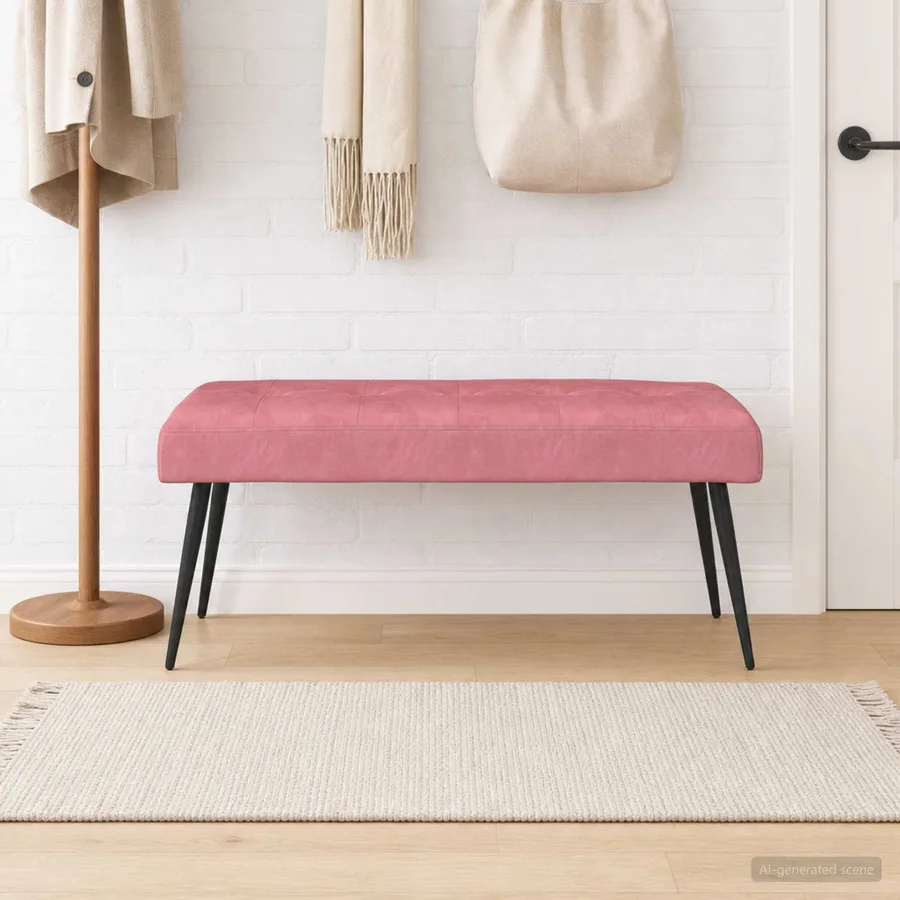 Banc avec capitonnage bouton Rose 110 x 40 x 46 cm Velours - 4