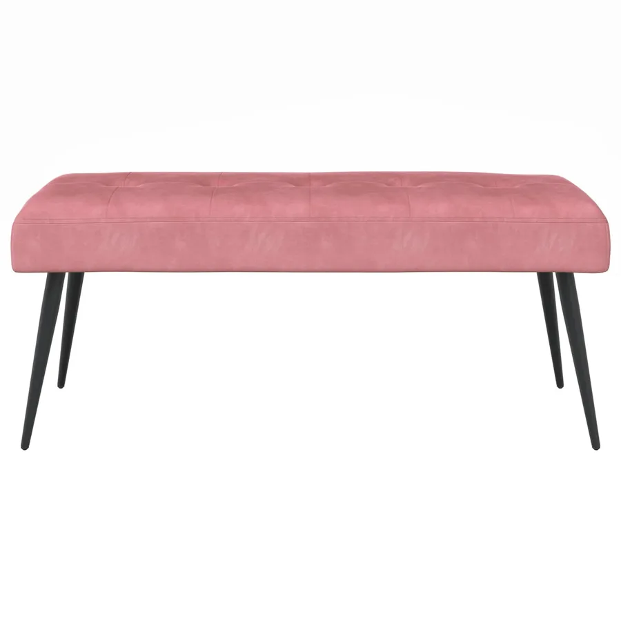 Banc avec capitonnage bouton Rose 110 x 40 x 46 cm Velours - 5