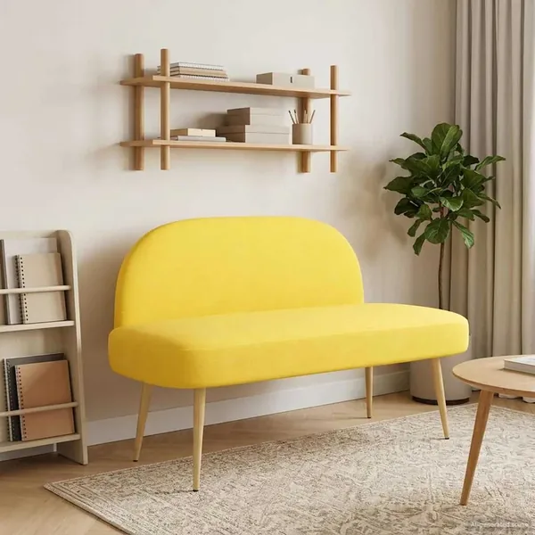 Banc rembourré avec dossier Jaune clair 110 x 60 x 76 cm