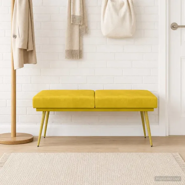 Banc à double couche Jaune 120 x 45 x 46 cm Velours