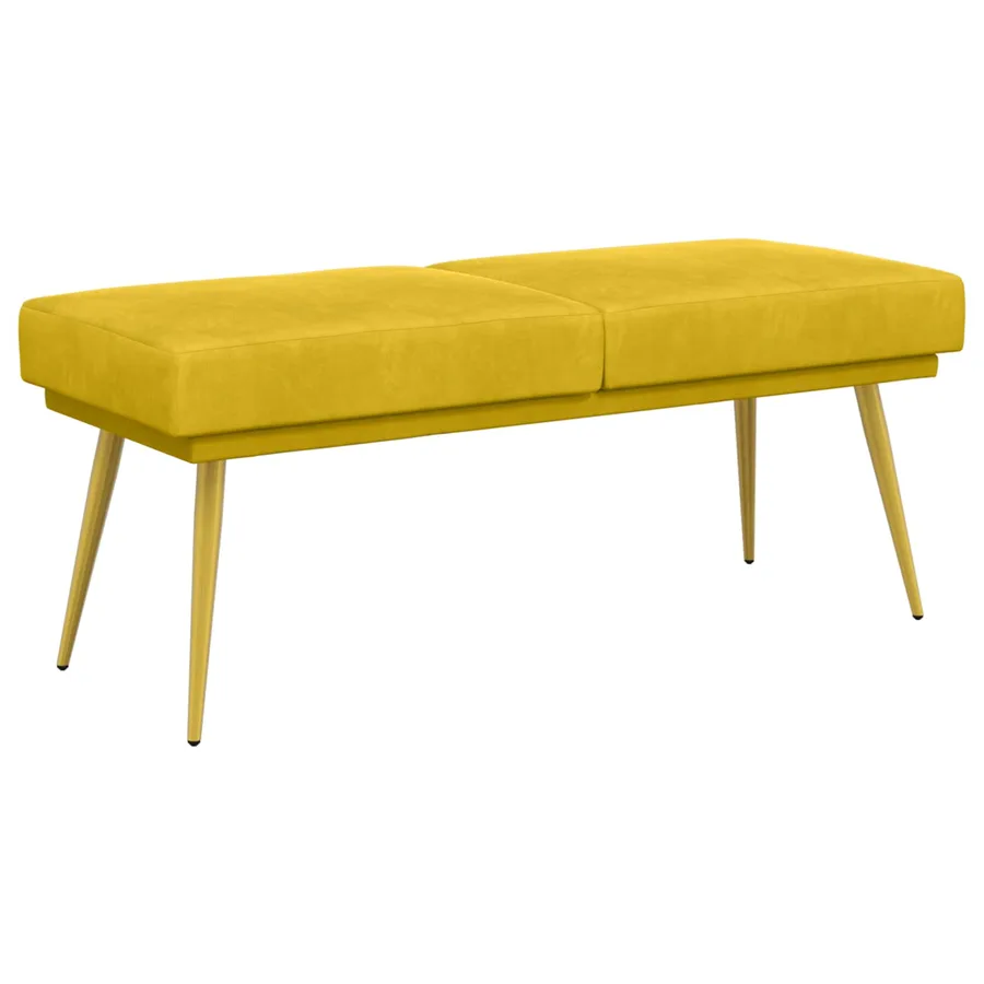 Banc à double couche Jaune 120 x 45 x 46 cm Velours - 2
