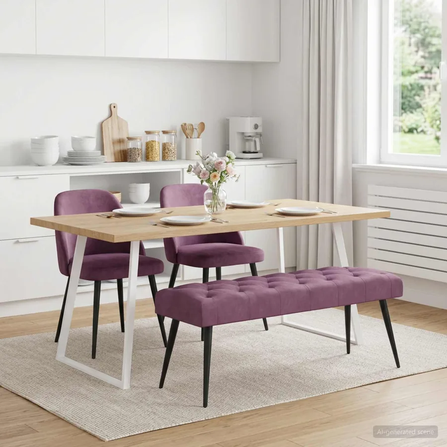 Banc avec capitonnage bouton Pourpre 110 x 40 x 46 cm Velours