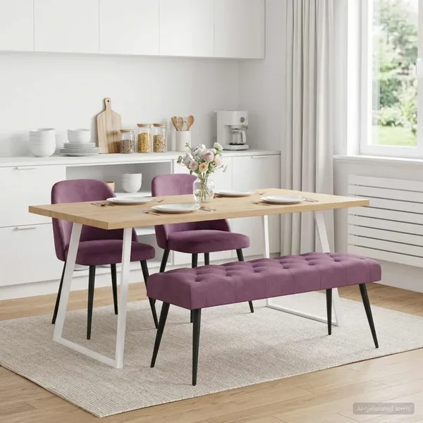 Banc avec capitonnage bouton Pourpre 110 x 40 x 46 cm Velours