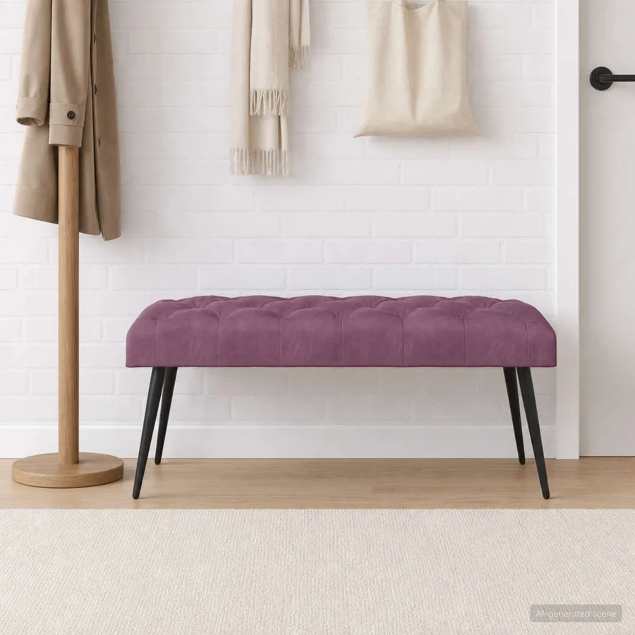 Banc avec capitonnage bouton Pourpre 110 x 40 x 46 cm Velours - 3