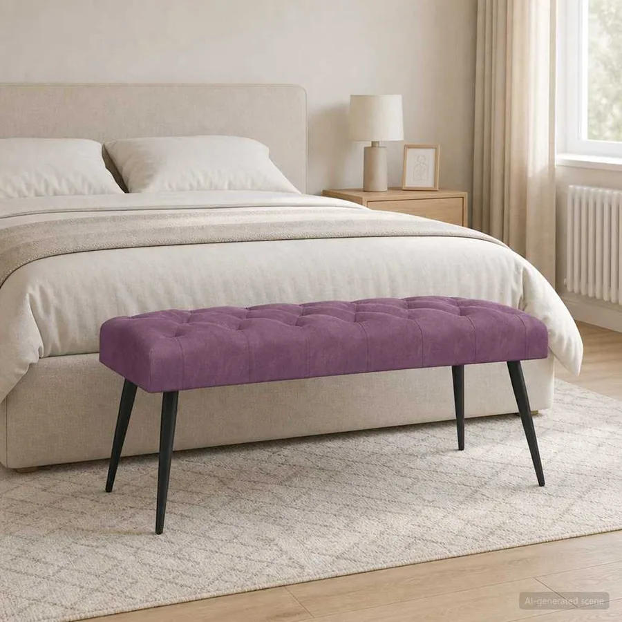 Banc avec capitonnage bouton Pourpre 110 x 40 x 46 cm Velours - 4