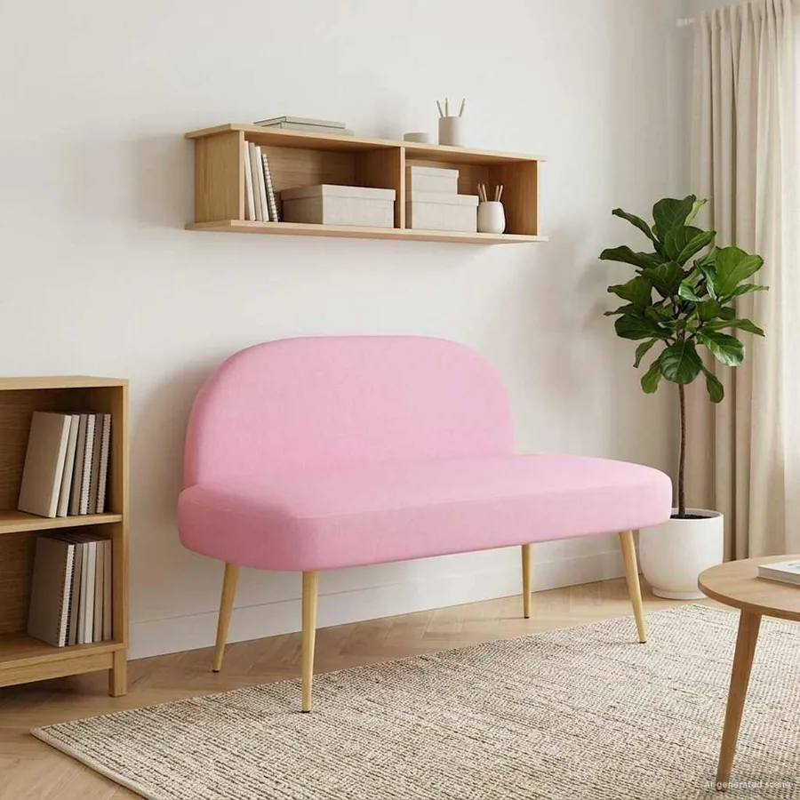 Banc rembourré avec dossier Rose 110 x 60 x 76 cm Polyester