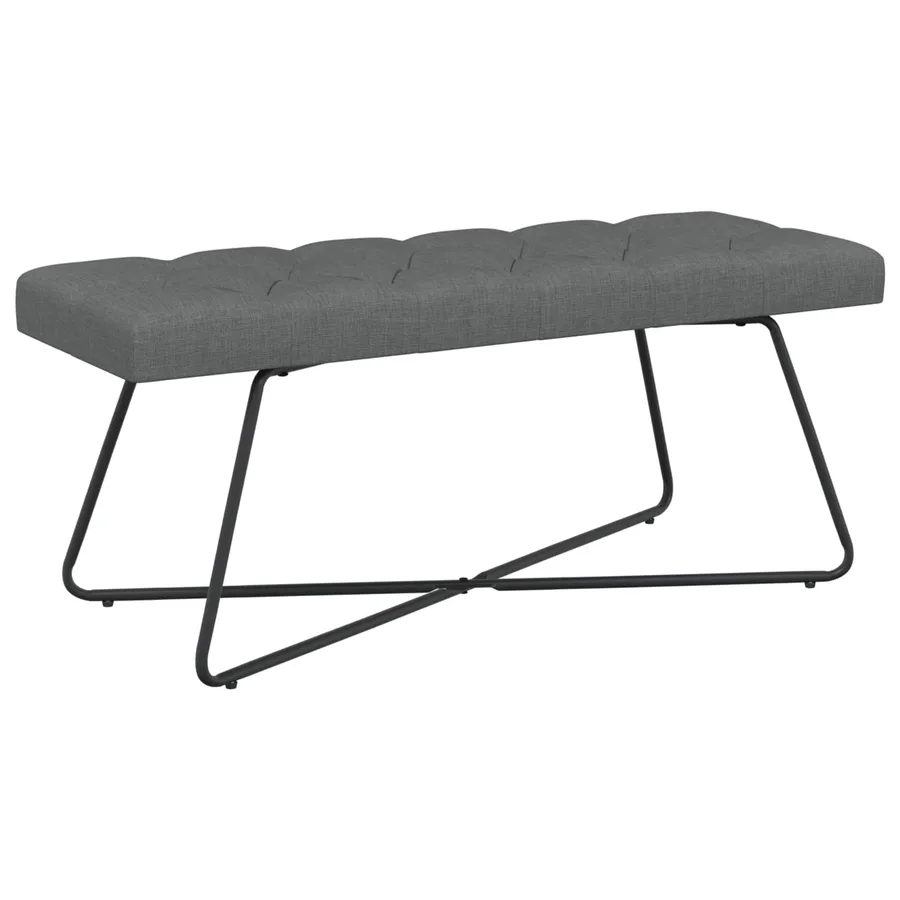 Banc avec capitonnage bouton Gris foncé 110 x 40 x 46 cm Tissu - 2