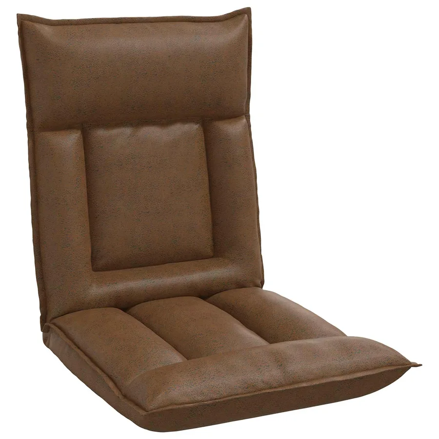Fauteuil de sol ajustable Marron Tissu - 2