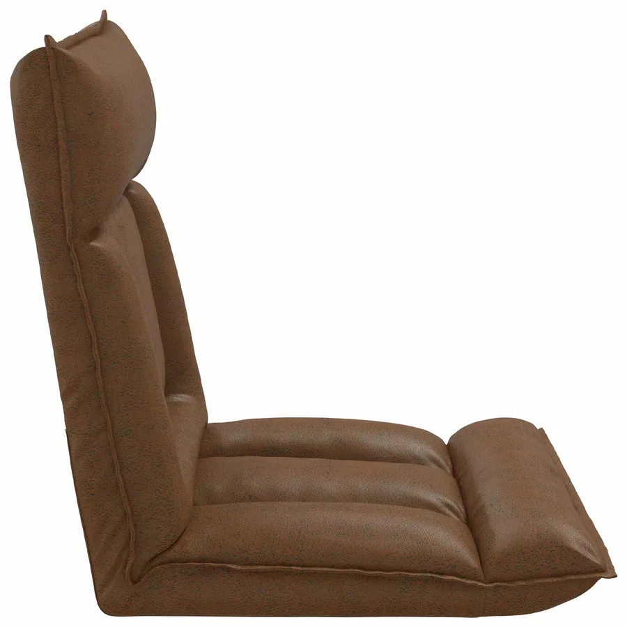Fauteuil de sol ajustable Marron Tissu - 5