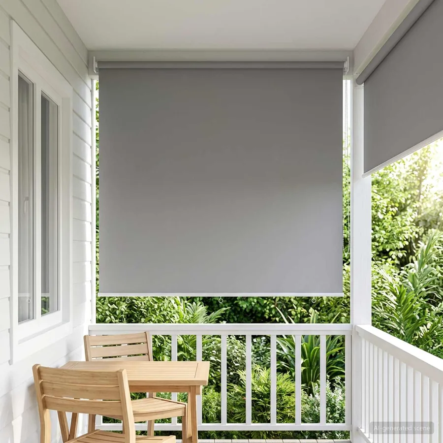 Store roulant extérieur protection UV Gris clair Polyester