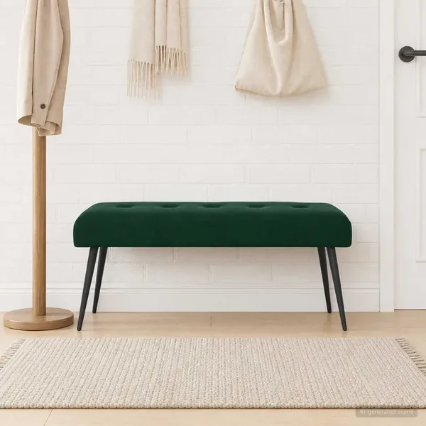 Banc avec capitonnage bouton Vert foncé 110 x 40 x 46 cm