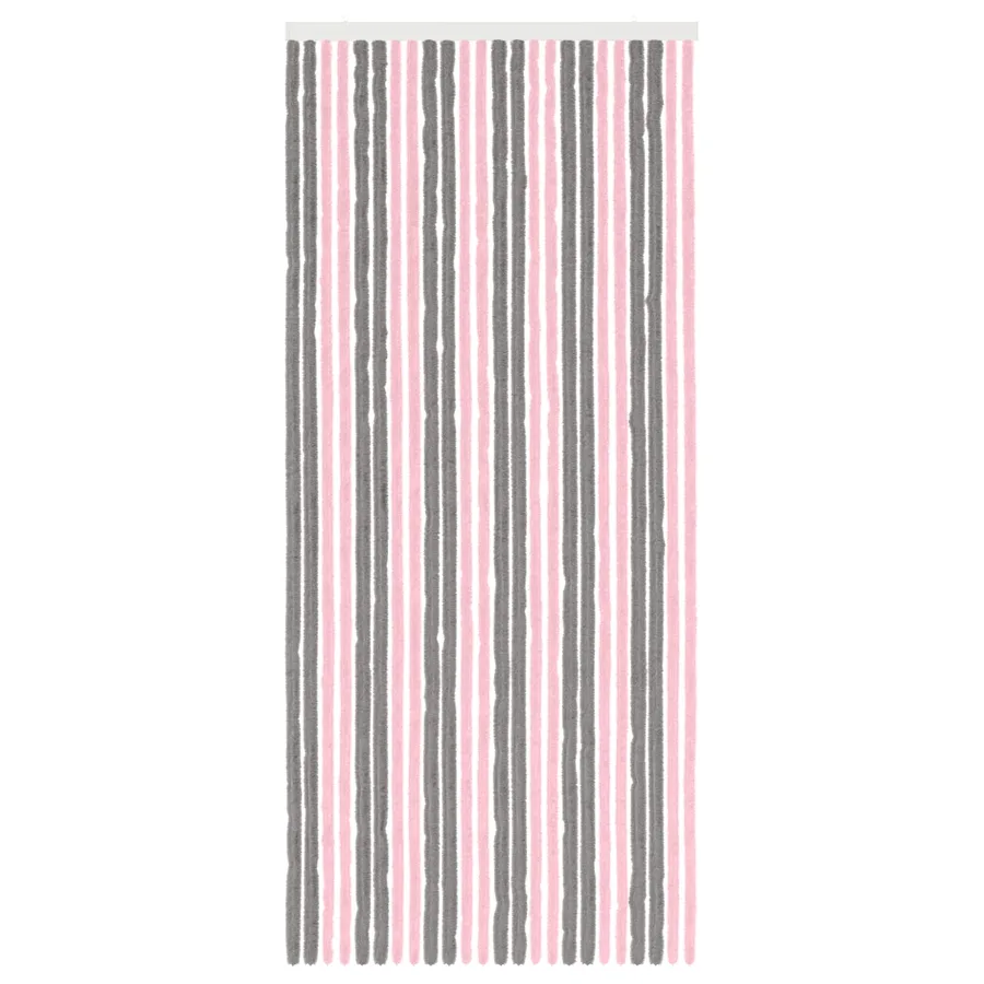 Rideau anti-insectes en chenille Gris Argent et Rose - 3