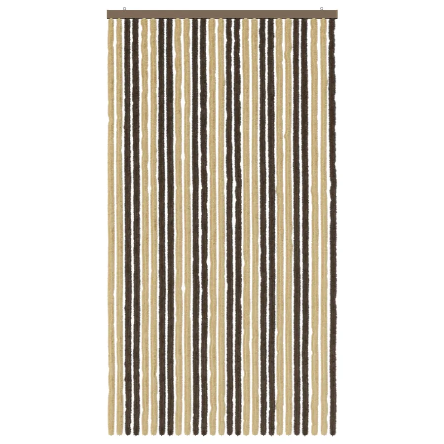 Rideau anti-insectes en chenille Marron foncé et beige - 3