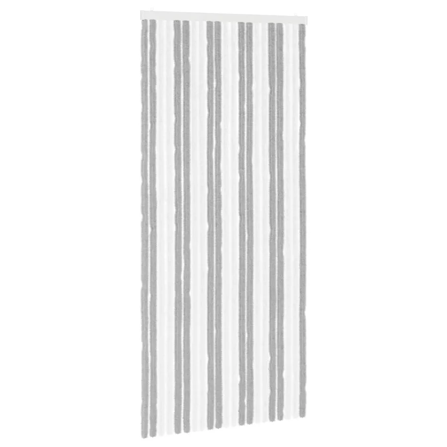 Rideau anti-insectes en chenille Gris et blanc 90 x 200 cm - 2